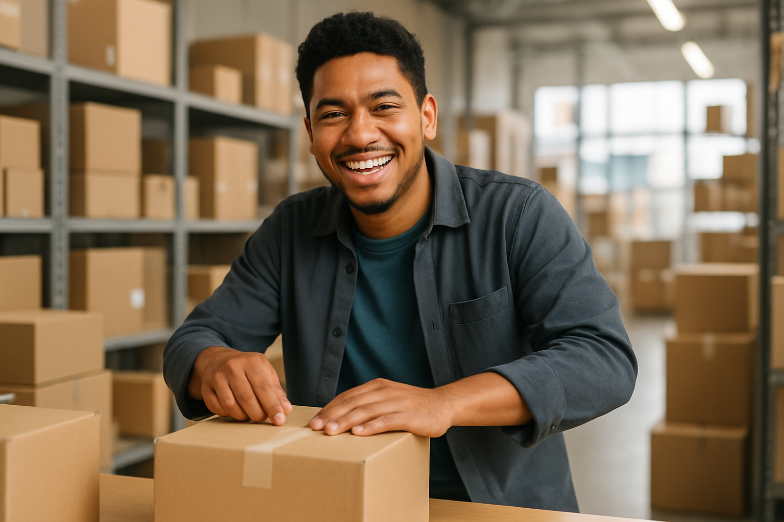 que este trabajando empacando cajas 